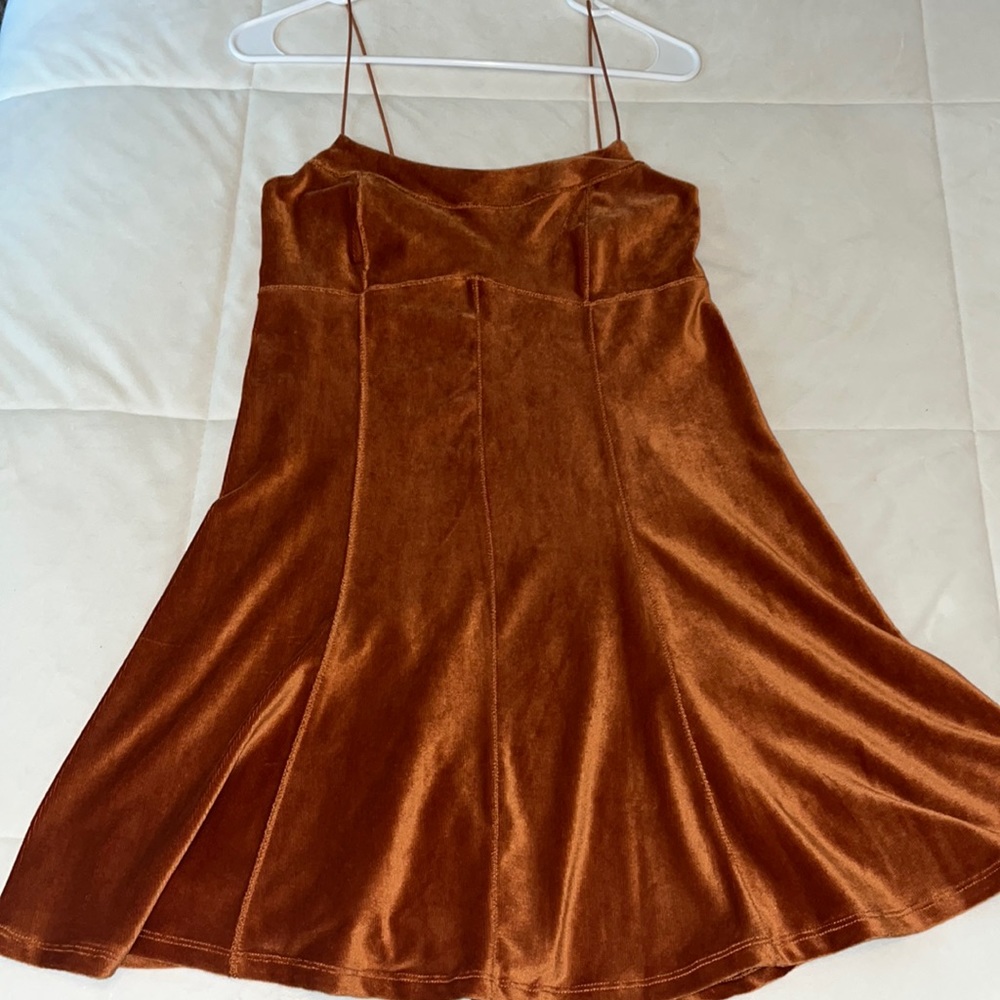 Burnt Orange Velvet Mini Dress